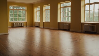 Obraz premium Spacious Empty Room with Large Windows and Fireplace 40