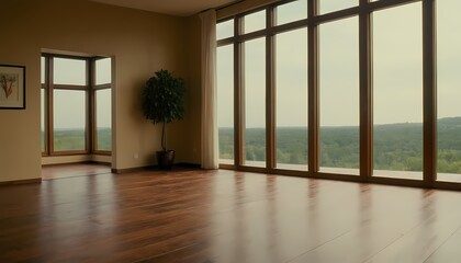 Obraz premium Photo interior modern wooden empty design room 3d illustration 10