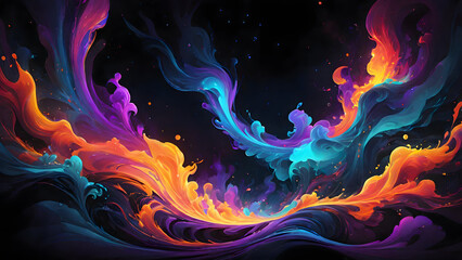 Obraz premium Fractal Waves of Light and red blue purple flaming in abstract background