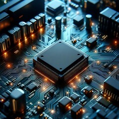 Fototapeta premium electronic circuit board with processor