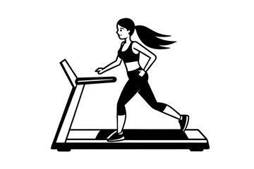 Woman Running on Treadmill Vector Illustration - Cartoon, Clipart, and Line Art Design