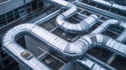 Naklejka premium Industrial HVAC equipment installed in commercial building