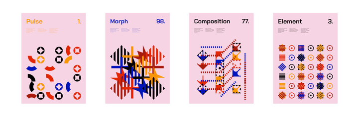 Obraz premium Comprehensive Set of Geometric Patterns: Ideal for Designers, Featuring a Wide Range of Symmetrical Shapes and Repeating Motifs for Versatile Use in Digital and Print Projects. Vector Illustration.