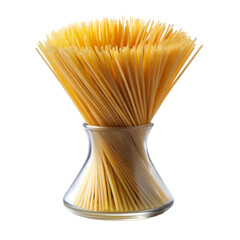 Uncooked Italian spaghetti in glass