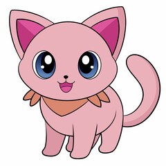 Cute  light pink cat art vector illustration