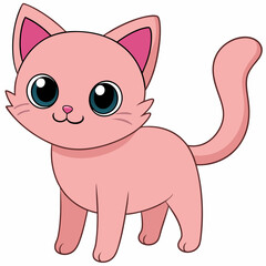 Cute  light pink cat art vector illustration