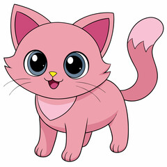 Cute  light pink cat art vector illustration
