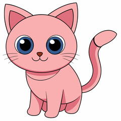 Cute  light pink cat art vector illustration