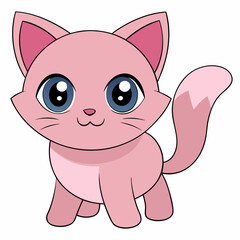 Cute  light pink cat art vector illustration