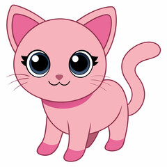 Cute  light pink cat art vector illustration