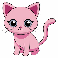 Cute  light pink cat art vector illustration