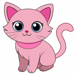 Obraz premium Cute light pink cat art vector illustration