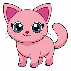 Cute  light pink cat art vector illustration
