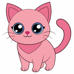 Cute  light pink cat art vector illustration