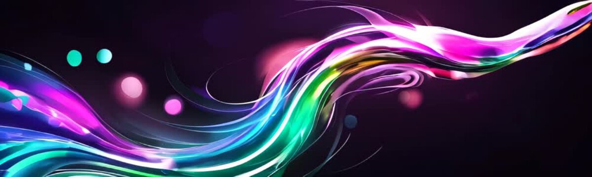 digital illustration of a serpentine dragon in motion with swirling hues of purple, blue, and green neon colors. Intro, Chinese calendar. Snake and dragon, symbol of year. Web site banner