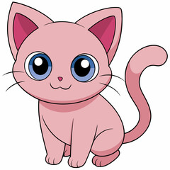 Cute  light pink cat art vector illustration