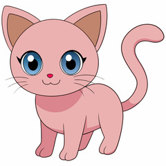 Cute  light pink cat art vector illustration
