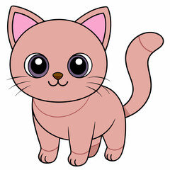 Cute  light pink cat art vector illustration