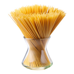 Uncooked Italian spaghetti in glass