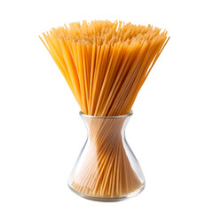 Uncooked Italian spaghetti in glass