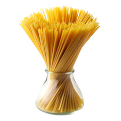 Uncooked Italian spaghetti in glass