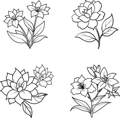 Floral coloring page design template line art