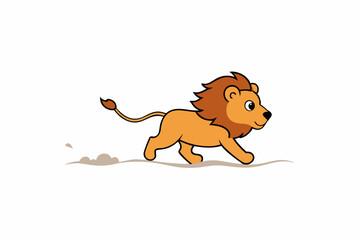 A cartoon lion sprinting across a savannah art vector illustration