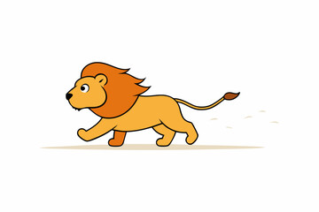 A cartoon lion sprinting across a savannah art vector illustration