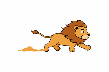 A cartoon lion sprinting across a savannah art vector illustration