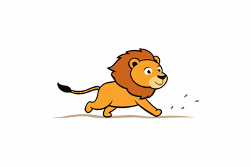 A cartoon lion sprinting across a savannah art vector illustration