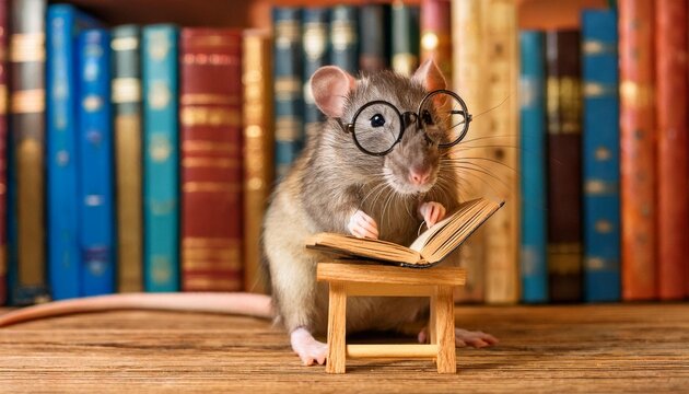 Rat reading a book