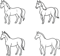 Horse line art coloring page design