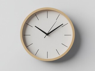 A minimalistic wall clock with a wooden frame and clear face, perfect for modern decor and timekeeping.