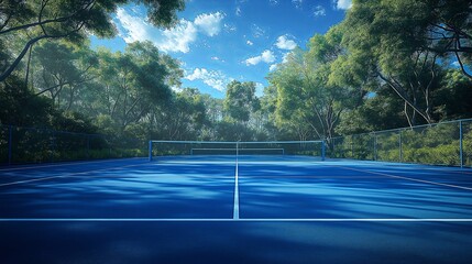 Tennis court with blue cover