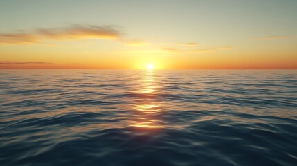 Golden Sunset Reflecting on Rippling Ocean Waves