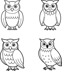 The owl line art template design