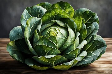 Obraz premium Cabbage on a wooden table, close-up, toned