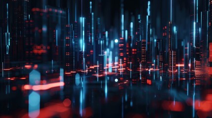 Fototapeta premium Neon Cityscape: A Digital Metropolis