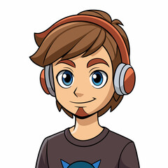 Obraz premium A male witching headphone art vector illustration