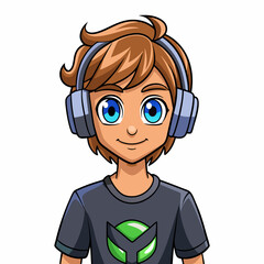 Obraz premium A male witching headphone art vector illustration