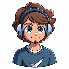 Fototapeta premium A male witching headphone art vector illustration