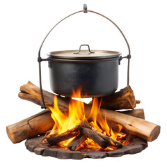 Wooden campfire flame