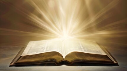 Open Bible With Shining Light