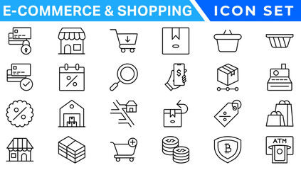 E-commerce avd Shopping icons collection set. Online shopping thin line icons. Shop icons vector