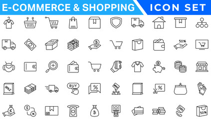 E-commerce avd Shopping icons collection set. Online shopping thin line icons. Shop icons vector