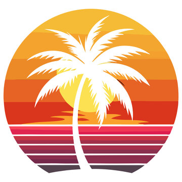 recommend clip art: Vintage retro sunset with coconut tree vector, Tropical palm tree sunset vector, and Hawaii beach palm tree vector.