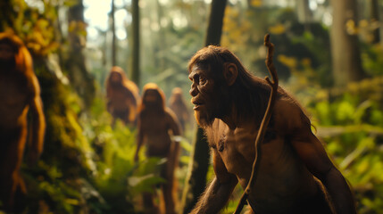 A group of homo sapiens in their natural habitat 40,000 years ago 