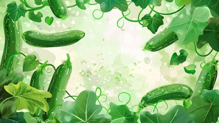 cucumber garden background on sunny summer day