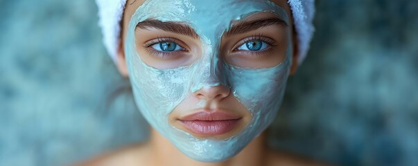 Minimalist woman applying a face mask, [Skincare Routine], [Beauty and Wellness], No logo, No Trademark, No text, copyspace for text