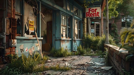 Fototapeta premium A detailed photograph of an abandoned storefront with 